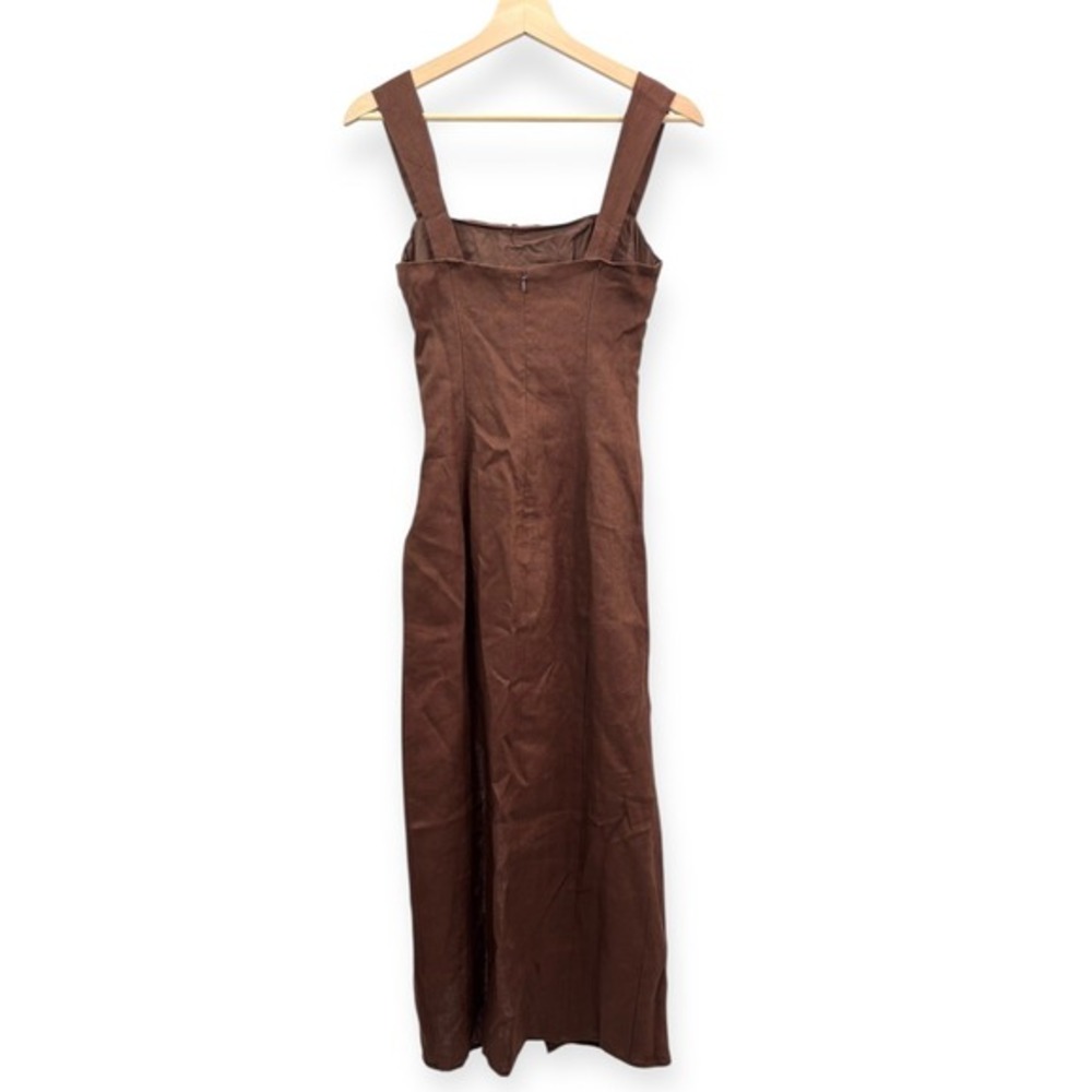 NWT Reformation Clement Linen Midi Dress Chocolate Cake - Size 8 - Picture 11 of 15